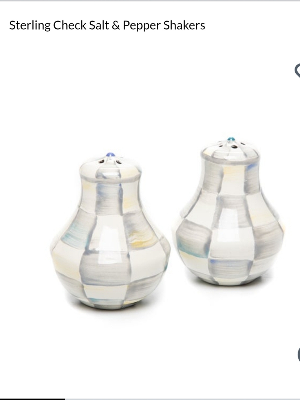 Mackenzie Child Sterling Check Salt & Pepper Shakers